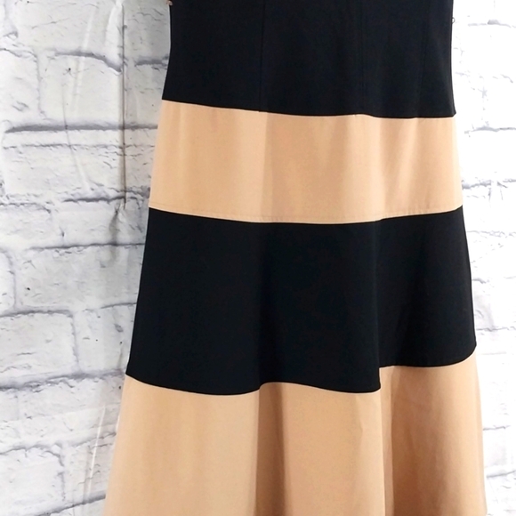 Jones Studio Dress Black Tan Colorblock Sz 12 - Picture 2 of 5